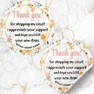 60 Pack Floral Stickers with Personalization 2 inch Glossy